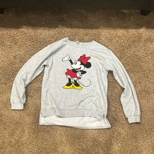 Disney Minnie Mouse Light Gray Pullover Sweater